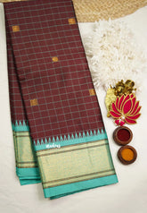 Sico Gadwal checks Dark winered - Madras Sarees